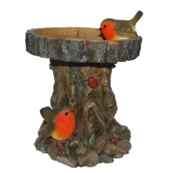 Vivid Arts 21cm Tree Trunk Bird Feeder With Robins - BC-TRTK-B