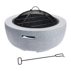 Koopman 60cm Grey Firebowl With BBQ Rack